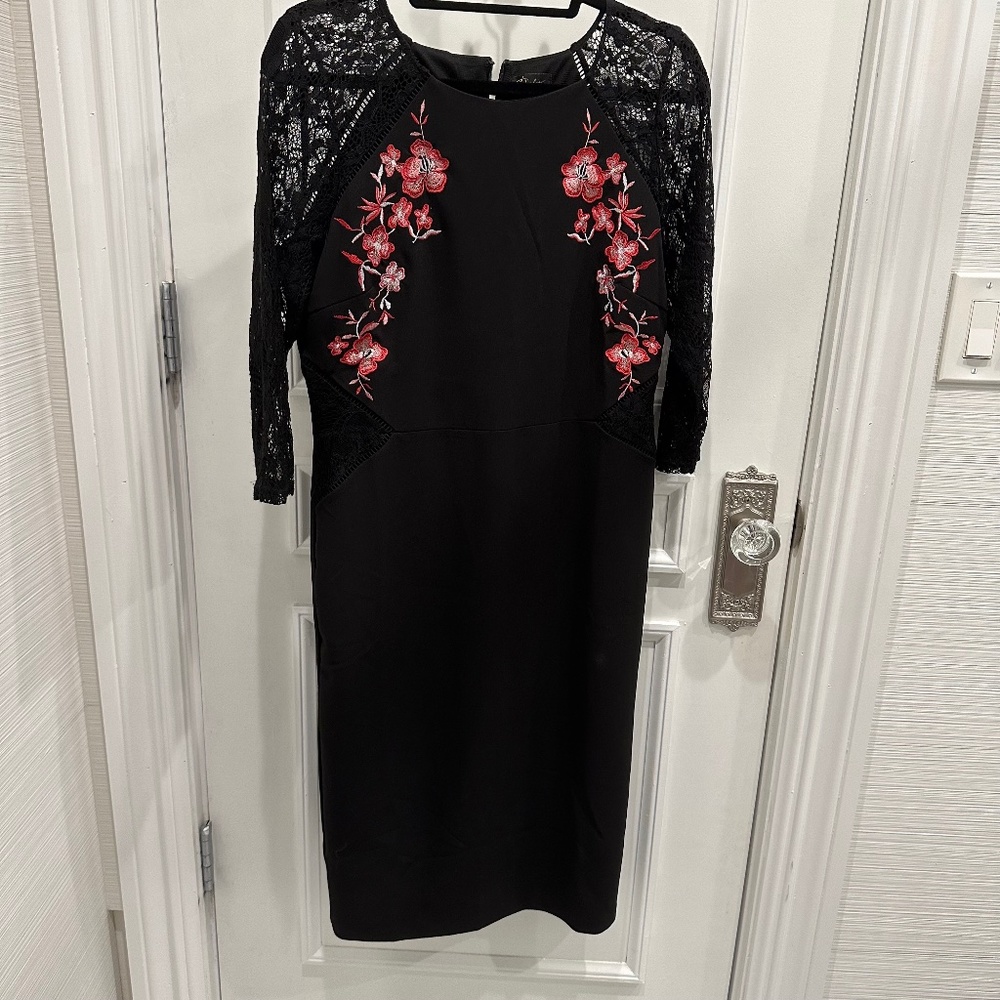 Flower design lace midi dress